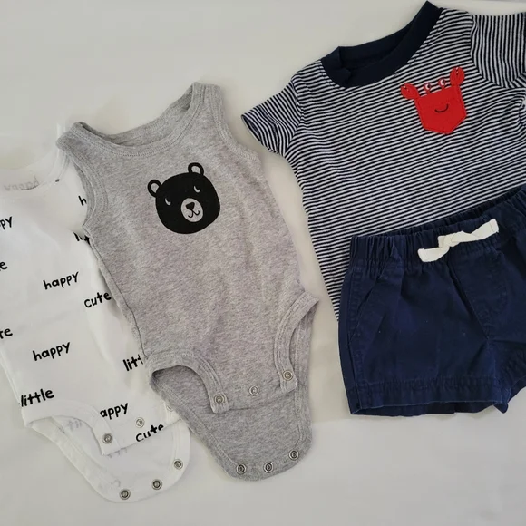 3 Months Boy,  15 pieces Summer Onesie Shorts Romper Bundle - Picture 3 of 7